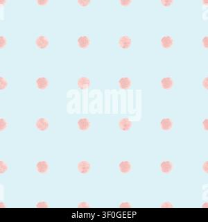 Nahtloses Muster mit pinkfarbenen Polka Dots auf hellblauem Hintergrund. Ideal für Verpackungen, Dekorationen, Textilien und verspielte Oberflächengestaltung Stockfoto
