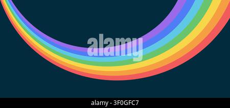 Groovige Retro-Regenbogenlinien fließen über den abstrakten Hintergrund der 70er Jahre mit dynamischen Kurven und psychedelischen Wellenmustern, die Vintage-geometrische Kunst mit kreieren Stock Vektor