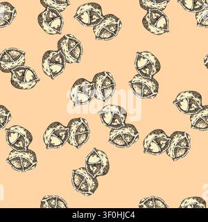 Muster Manti Lebensmittel Hand gezeichneter Vektor. Leckeres gefrorenes Klößchen kochen, Manti-Skizze Illustration Stock Vektor