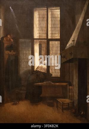 Jacobus Vrel-Gemälde Frau am Fenster aus dem Jahr 1654 im Kunst Museum Stockfoto