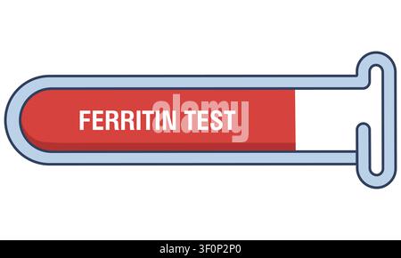 Flache Illustration eines Ferritin-Blutteströhrchens, das das Labordiagnosekonzept für medizinisches und Gesundheitsdesign darstellt Stock Vektor