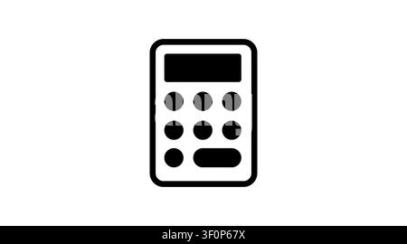Minimalistischer Taschenrechner-Vektor-Icon: modernes Buchhaltungsinstrument-Symbol, schwarze Linienkunst-Illustration für Finanzen, Mathematik und E-Commerce-Checkout-UI/UX. Stock Vektor