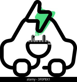 Elektroauto-Symbol, Fahrzeug, EV, Transport, Verkehr Stock Vektor