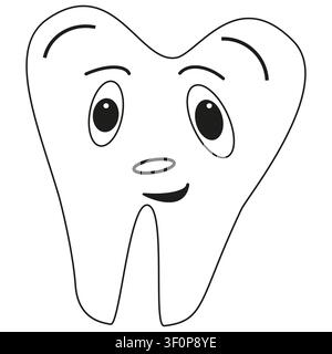 Cartoon-Zahn-Symbol. Neutrales Dental-Vektor. Gerades Mund-Symbol. Einfache Mundpflege Stock Vektor