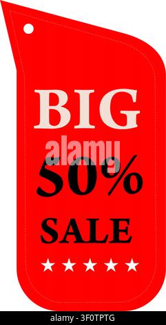 Big Sale Werbe-Rotmarker mit Fünfzig-Prozent-Rabatt Stock Vektor