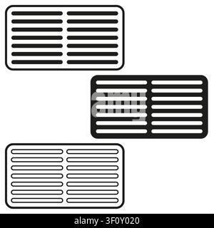 Belüftungsgitter-Panel-Feature schwarze Vektorikone. Dieser einfache Luftschlitz visualisiert moderne Kühlanlagenlayouts. eps 10 Stock Vektor