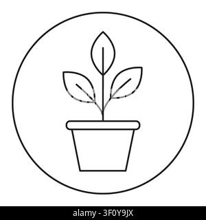 Gepflanztes Pflanzenblatt schwarzes Vektor-Symbol zeigt einfachen Ast. Das botanische Landwirtschaftskonzept betont Garten-Apps. Stock Vektor