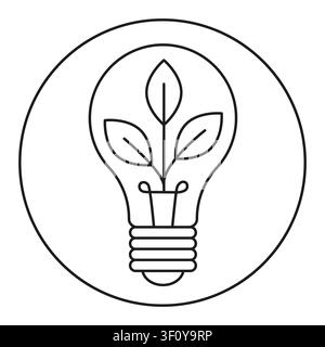 Leuchtbirnenpflanze schwarzes Vektorsymbol zeigt helle Lampe. Das botanische Energiekonzept visualisiert moderne Öko-Layouts. Stock Vektor