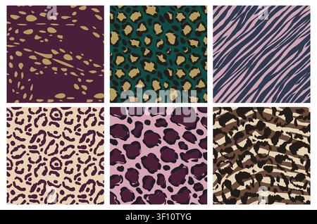 Nahtloses Leopardenmuster mit kräftigen Flecken, exotische Tierhauttextur, einfaches Vektor-Cheetah-Fleckendesign, abstrakte Hintergründe mit wilden Katzen. Natürliche rosa und braune trendige Stoffdrucke, Zebra-Fell Stock Vektor