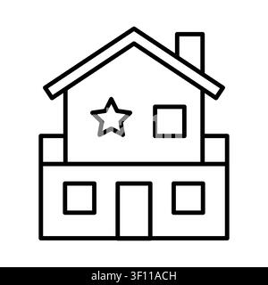 Zweistöckiges Hausgebäude zeigt lineares Vektor-Symbol. Repräsentiert Immobilien-Themen. eps 10 Stock Vektor