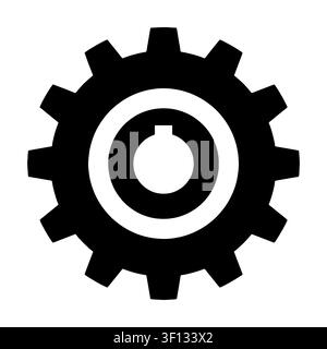 Zahnrad-Silhouetten-Symbol isoliert auf weißem Hintergrund. Schwarzes Symbol für industriellen Mechanismus, Zahnrad und Einstellungen. Stock Vektor