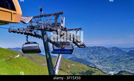 Atemberaubendes Alpenpanorama von der Stoosbahn in der Schweiz Stockfoto