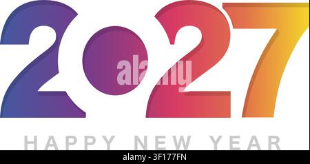 Das Jahr 2027 Neujahrsgrüß-Symbol-Logo. Vektorillustration isoliert auf weißem Hintergrund. Stock Vektor