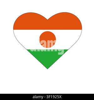 Illustration von I Love Niger mit einem herzförmigen Schild mit einer Flagge auf weißem Hintergrund Stockfoto