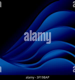 Abstrakter blauer Hintergrund mit welligen Linien. Minimalistisches Template. Stock Vektor