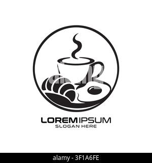 Breakfast-Cafe-Logo mit moderner Kreisgrafik mit heißem Kaffee und Frühstücksartikeln für die Gastronomiebranche von Restaurants und Cafés. Stock Vektor