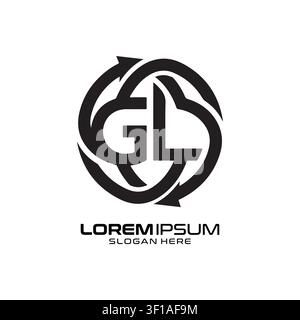 Das Global Link-Logo zeigt ein kreisförmiges Pfeildesign, das Verbindung und kontinuierliche Bewegung symbolisiert, perfekt für internationale Geschäftsmarkenbedürfnisse. Stock Vektor