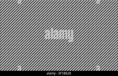 Das Bild zeigt ein sich wiederholendes Muster aus kleinen, abgerundeten Formen in Schwarz und Weiß. Dieses Muster erzeugt einen texturierten, fast gesteppten visuellen Effekt. Stockfoto