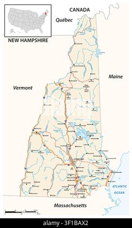 Karte des US-Bundesstaates New Hampshire Stockfoto