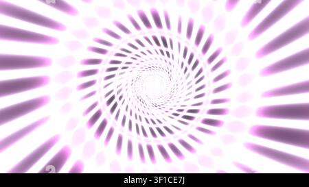 Das Design zeigt ein Spiralmuster mit abwechselnden Rosatönen und Weiß. Es erzeugt einen lebendigen visuellen Effekt, der das Auge in die Mitte zieht Stockfoto