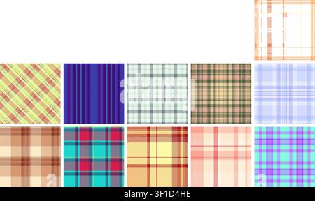 Plaid-Kollektion angepasst für modernes Winterdesign. Traditionelle Tartan-Muster treffen auf zeitgenössische Arbeitsabläufe. Nahtlose Vektoren garantieren Benutzerfreundlichkeit. Stock Vektor