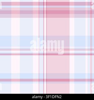 NYC-Karo-Plissee-Stoff, Frankreich-nahtlose Hintergrundtextur. Geometrisches Schottenmuster-Vektorpattern-Textil in hellen und pastellfarbenen Schnee-Farben-Palette. Stock Vektor