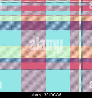 Traditionelles Tartan-Plaid-Muster mit gewebter Stofftextur und klarem Karendesign. Türkis- und Rottöne erzeugen eine nahtlose Textiloberfläche mit klassischem Stock Vektor