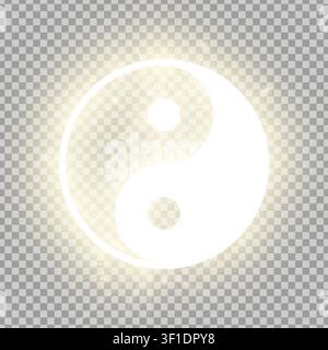 Glänzende goldene Yin und Yang isoliert auf transparentem Hintergrund. Leuchtendes Taoismuszeichen. Riligisches Symbol. Vektorabbildung Stock Vektor
