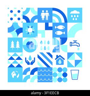 Wassertag geometrischer Vektor-Hintergrund Stock Vektor