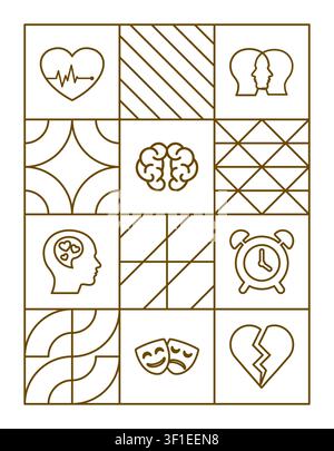 Hintergrund mit geometrischen Vektoren für das Bewusstsein für psychische Gesundheit Stock Vektor