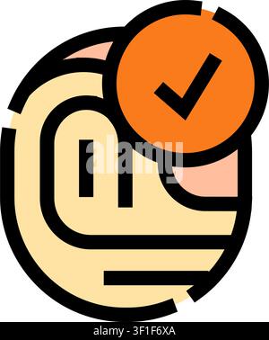 Fingerabdruck-Symbol, das einen Häkchen anzeigt, was erfolgreiche biometrische Überprüfung, digitalen Datenschutz und sicheren Identitätszugriff anzeigt Stock Vektor