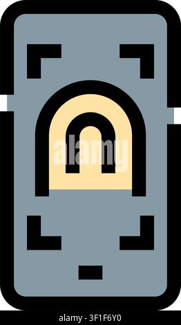 Smartphone-Gerät, das ein Fingerabdruckscanner-Symbol anzeigt, was biometrische Authentifizierung, mobile Sicherheit und persönliche Identitätsüberprüfung für Stock Vektor