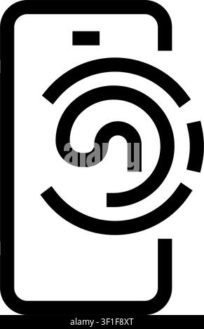 Smartphone zeigt ein Fingerabdruck-Symbol, das moderne biometrische Authentifizierungstechnologie für sichere digitale Identitätsüberprüfung und Datensicherheit repräsentiert Stock Vektor