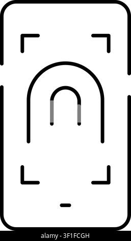 Handybildschirm zeigt ein Fingerabdrucksymbol, das biometrische Erkennung für sichere Identifizierung und Zugangskontrolle anzeigt, wodurch die persönliche d Stock Vektor