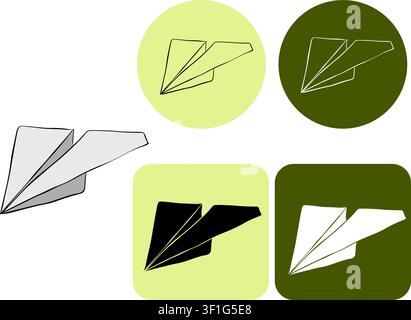 Papierflugzeug-Schul-Logo, handgezeichnete Illustration. Vektorgrafik-Linien-Tinten-Kunst. Für T-Shirt-Druck, Webdesign, Schönheitssalons, Poster, Logo cr Stock Vektor