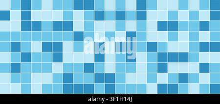 Nahtloses Mosaik-Hintergrund mit sauberem quadratischem Layout. Geeignet für Wasserthemen, Sommer-Schwimmkonzepte und architektonische Innenprojekte. Stock Vektor