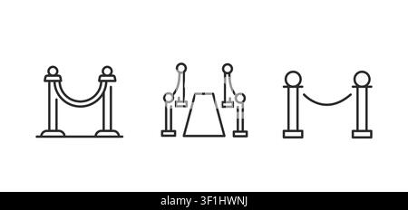 Symbole für Warteschlangenbarrieren-Set Stock Vektor