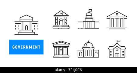 Government Icons Set Stock Vektor