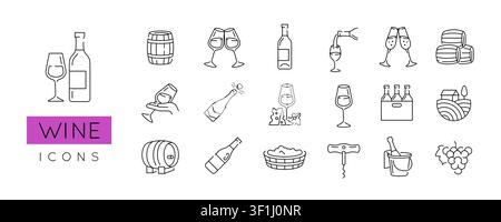 Wein Icons Set Stock Vektor