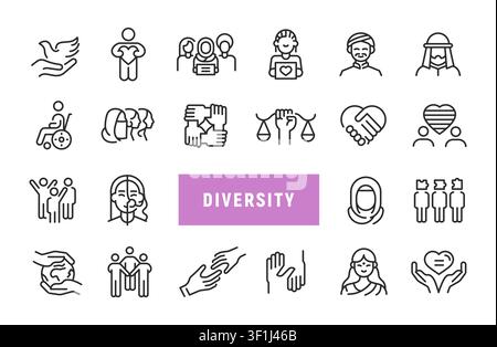 Diversitäts-Ikonen-Set Stock Vektor