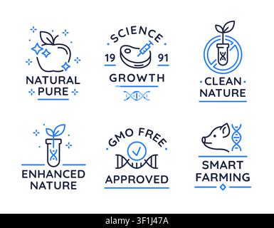 Biotechnologie-Landwirtschafts-Logos-Set Stock Vektor