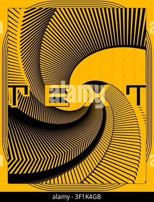 Symmetrische Perspektiven-Treppen-Design geometrische optische Illusion-Poster gelb-schwarze abstrakte grafische Vektordruck für kreative Arbeitsraum-Dekoration Stock Vektor
