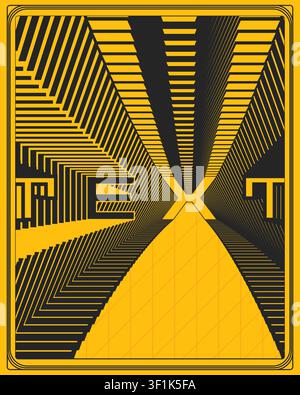 Kreatives Typografie-Wandposter Gelber Hintergrund Modernes Optisches Bewegungsdesign Stock Vektor