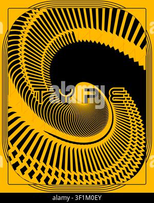 Zeitgenössisches futuristisches abstraktes Text-Motionsposter Gelb Schwarz Kunst Stock Vektor