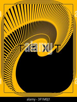 Minimales futuristisches abstraktes Textposter Gelb Schwarz Bewegung Wanddekoration Stock Vektor