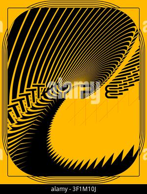 Kreatives futuristisches abstraktes Text-Motionsposter Gelb-Schwarz-Design Stock Vektor