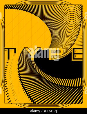 Moderner gelb-schwarzer futuristischer abstrakter Text Motion Typografie-Poster Stock Vektor