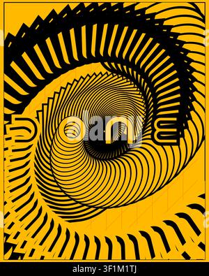 Futuristisches abstraktes Textposter Gelb Schwarz Bewegungs-Kunst Stock Vektor