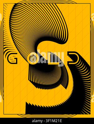 Geometrisches dynamisches Typografie-Poster Gelb Schwarz Text Motion Wandkunst Stock Vektor