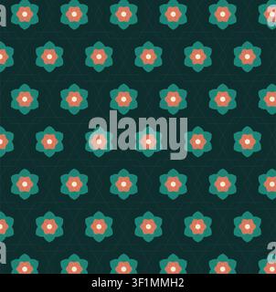 Nahtloses florales Hexagon-Muster geometrisches Hintergrund-Vektor-Illustration Stockfoto